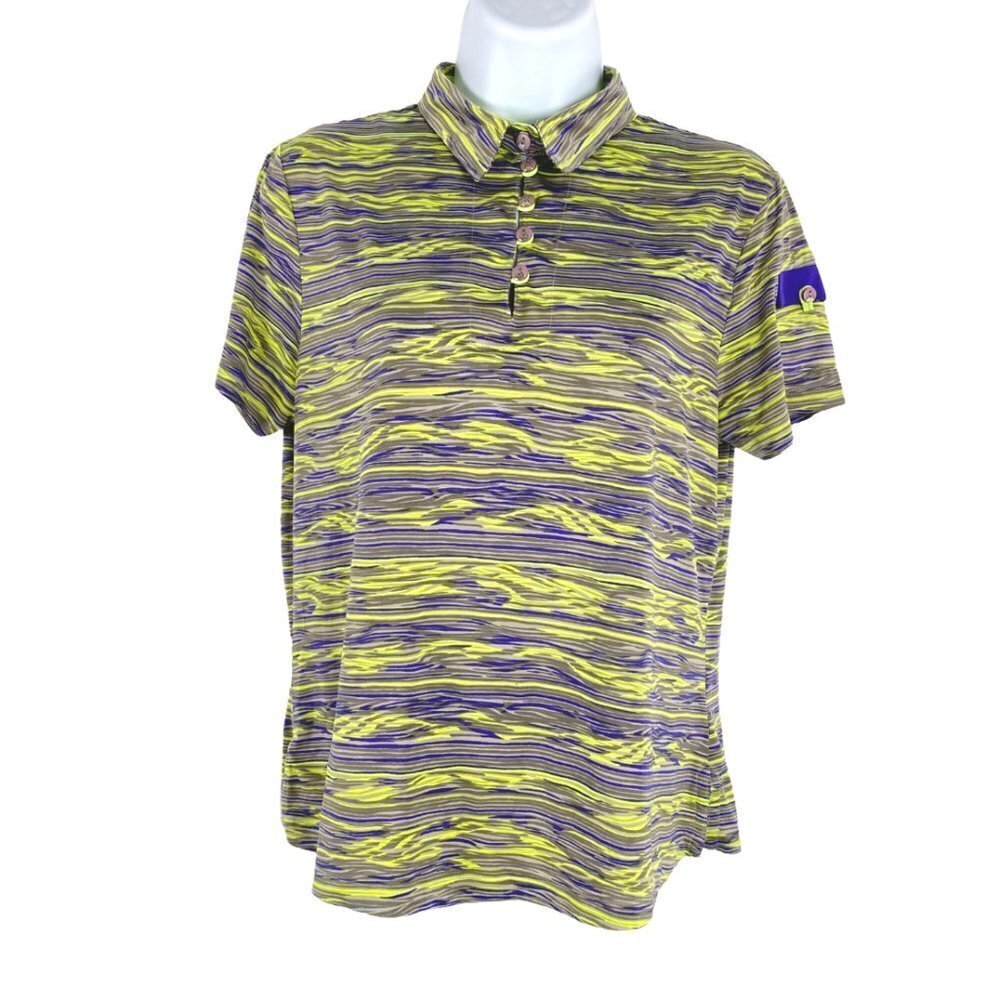 Jamie Sadock Golf Polo Shirt Multicolored Print‎ Short Sleeve Women's Small